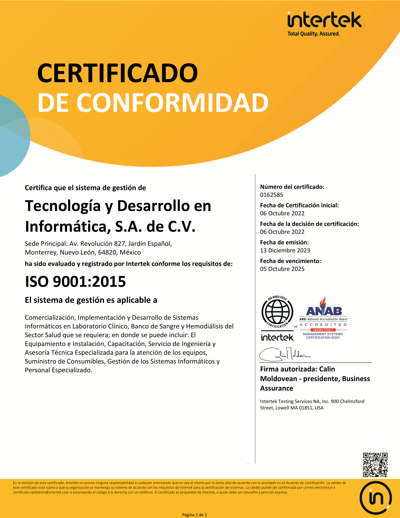 0162585_SPA_Tecnología y Desarrollo en Informática, S.A. de C.V.-1